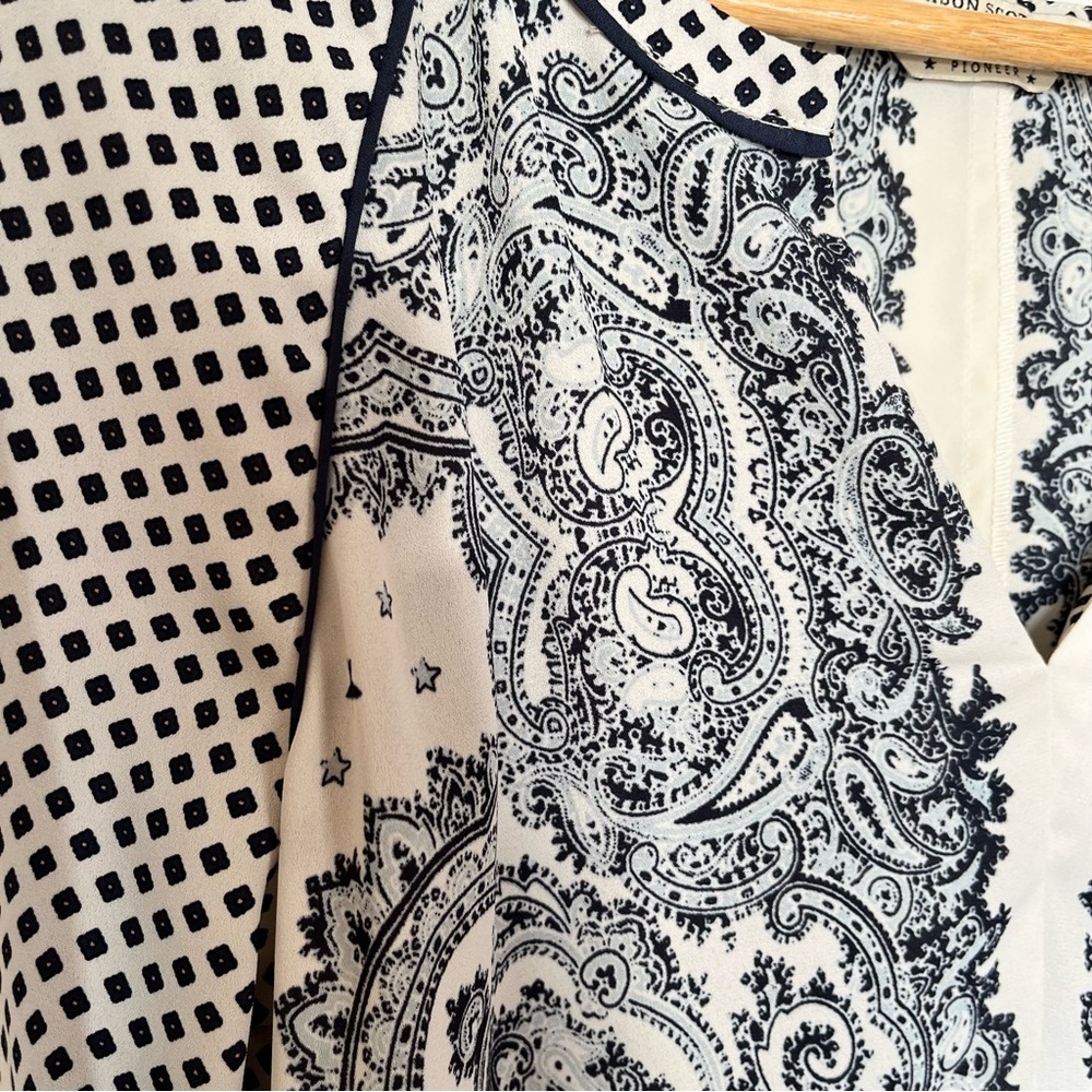 Maison Scotch Paisley & Geometric Print Blouse – Pioneer Top Size 3 (S/M) - Picture 2 of 7